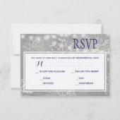 シルバースノー結婚フレークのレスポンスミール選択RSVP 出欠カード (正面)