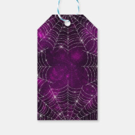 シルバースパイダーウェブとハロウィンパープル ギフトタグ