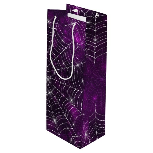 シルバースパイダーウェブ付き紫《写真》ぼけ味 ワインギフトバッグ (正面アングル)