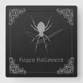 シルバースパイダーハロウィーン スクエア壁時計 (正面)