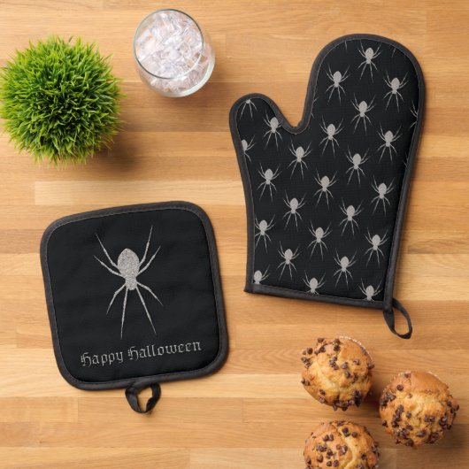 シルバースパイダーハロウィーン 鍋つかみ&鍋敷きセット (トップダウン)