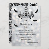 シルバースパークリーこうもりハロウィーン招待状 招待状 (正面/裏面)