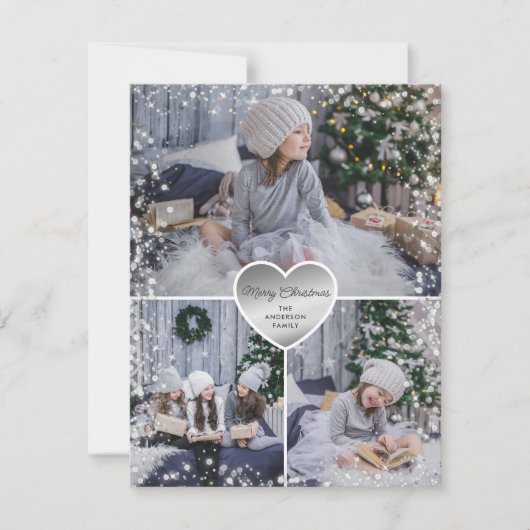 シルバースパークリー写真メリークリスマス シーズンカード (正面)
