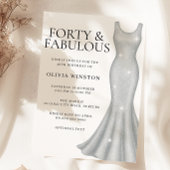 シルバースパークルきらめくドレス40th誕生日パーティー 招待状