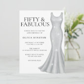シルバースパークルきらめくドレス50thバースデーパーティー 招待状 (スタンド正面)