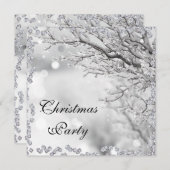 シルバースパークルウィンタークリスマスパーティー両面 招待状 (正面/裏面)