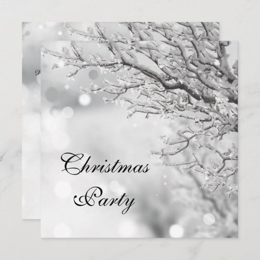シルバースパークルウィンタークリスマスパーティー 招待状 (正面/裏面)
