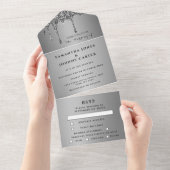 シルバースパークルエレガントRSVPモダン結婚の オールインワン招待状 (貼ってはがせる)