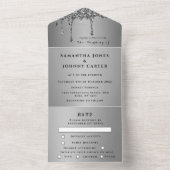 シルバースパークルエレガントRSVPモダン結婚の オールインワン招待状 (内側)