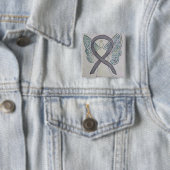 シルバースパークルエンジェル認識度リボンアートピン 缶バッジ (インサイチュ)