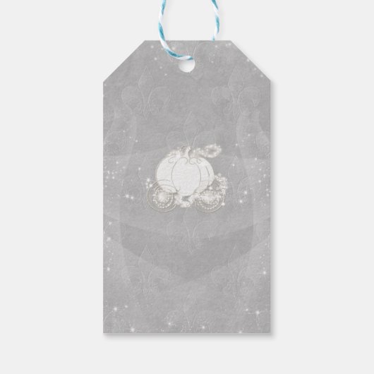 シルバースパークルキャリッジシンデレラパーティーの好意 ギフトタグ (裏面)