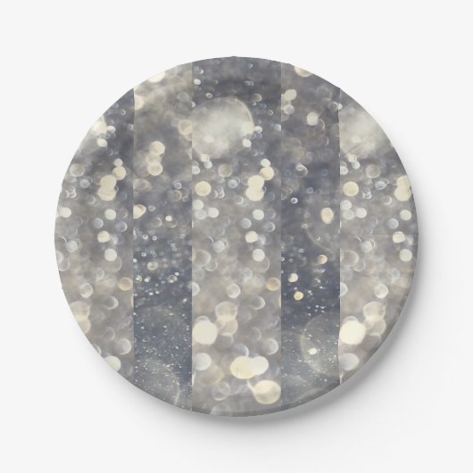 シルバースパークルグリッターグラモールグラムモダントレンディー ペーパープレート (正面)