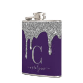 シルバースパークルグリッタードリップオンパープルモノグラム フラスク (左)