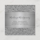 シルバースパークルグリッタードリップスラグジュアリー スクエア名刺 (裏面)