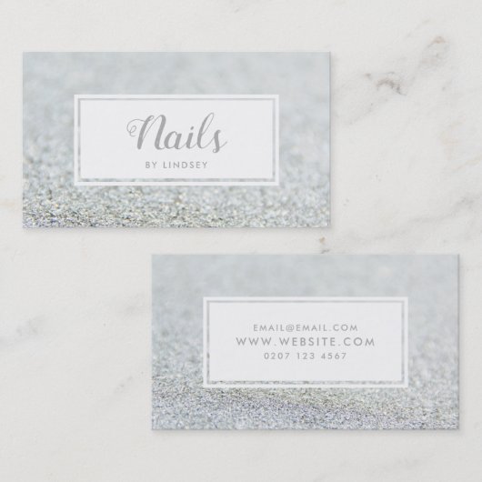 シルバースパークルグリッターネイルアーティスト 名刺 (正面/裏面)