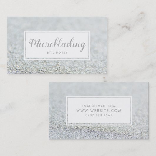 シルバースパークルグリッターマイクロブラディング 名刺 (正面/裏面)