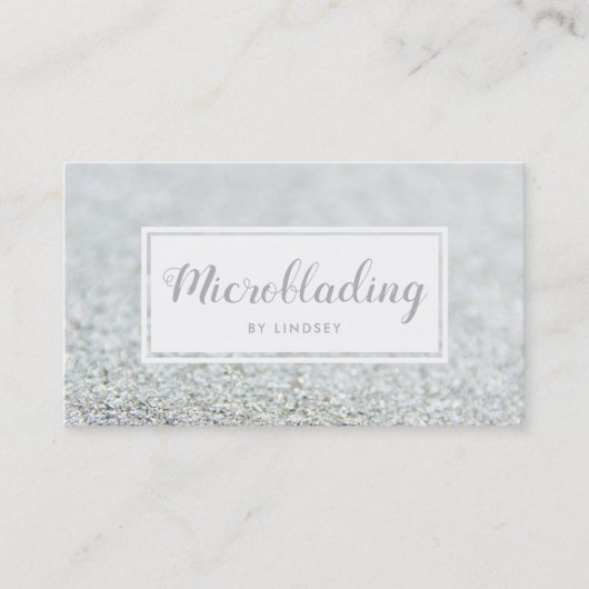 シルバースパークルグリッターマイクロブラディング 名刺 (正面)