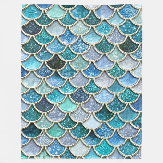 シルバースパークルグリッターマーメイドはかりで測 フリースブランケット (正面)