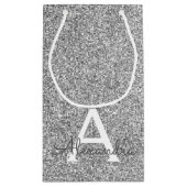 シルバースパークルグリッターモノグラムネーム&イニシャル スモールペーパーバッグ (裏面)