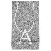 シルバースパークルグリッターモノグラムネーム&イニシャル スモールペーパーバッグ (正面)