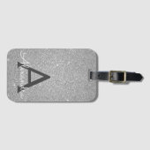 シルバースパークルグリッターモノグラム名 ラゲッジタグ (正面横)