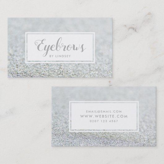 シルバースパークルグリッター眉メイクアップアーティスト 名刺 (正面/裏面)