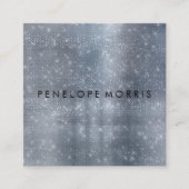 シルバースパークルグリッター美しいスタイリスト スクエア名刺 (正面)