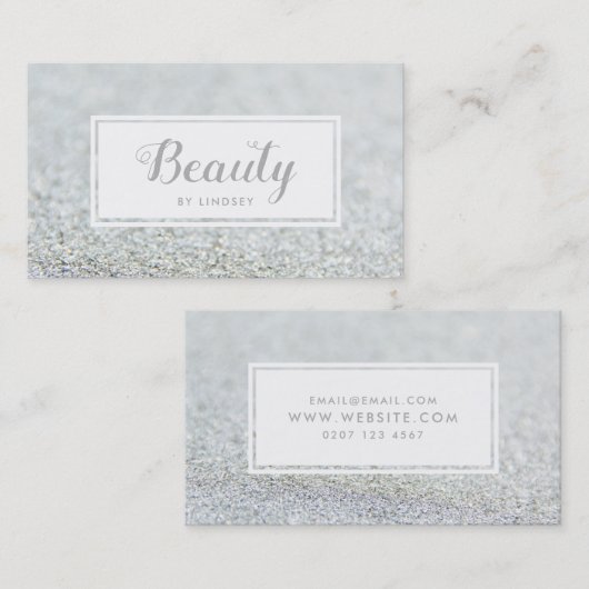 シルバースパークルグリッター美しいメイクアップアーティスト 名刺 (正面/裏面)