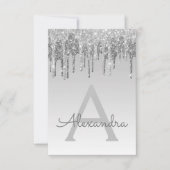 シルバースパークルグリッターSweet sixteen誕生日 招待状 (正面)