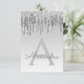 シルバースパークルグリッターSweet sixteen誕生日 招待状 (スタンド正面)