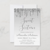 シルバースパークルグリッターSweet sixteen誕生日 招待状 (裏面)