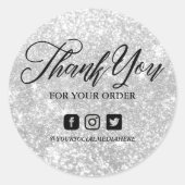 シルバースパークルソーシャルメディアありがとうごカスタム ラウンドシール (正面)