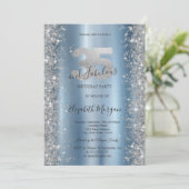 シルバースパークルダイアモンズブルー35誕生日 招待状 (スタンド正面)