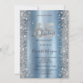 シルバースパークルダイアモンズブルー65誕生日 招待状 (正面)