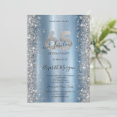 シルバースパークルダイアモンズブルー65誕生日 招待状 (スタンド正面)