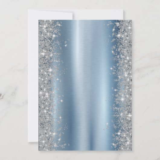 シルバースパークルダイアモンズブルー80誕生日 招待状 (裏面)