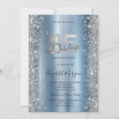 シルバースパークルダイアモンズブルー85誕生日 招待状 (正面)