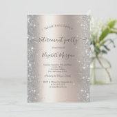 シルバースパークルダイヤモンドアイボリー退職パーティー 招待状 (スタンド正面)