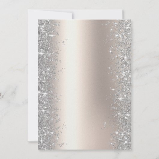 シルバースパークルダイヤモンドアイボリー退職パーティー 招待状 (裏面)