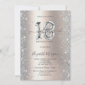 シルバースパークルダイヤモンドアイボリー18誕生日 招待状 (正面)