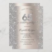 シルバースパークルダイヤモンドアイボリー65thバースデーパーティー 招待状 (正面/裏面)