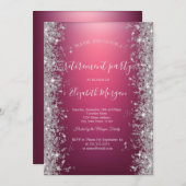 シルバースパークルダイヤモンドレッドリタイアメントパーティー 招待状 (正面/裏面)