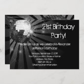 シルバースパークルディスコカスタムボール誕生日パーティー 招待状 (正面/裏面)