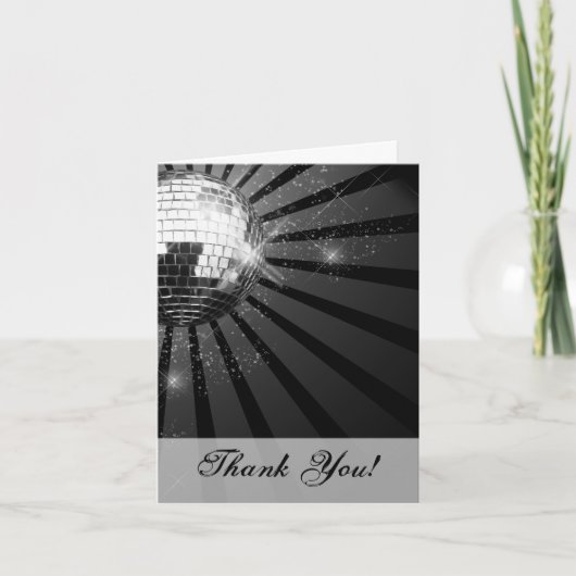 シルバースパークルディスコボールパーティー サンキューカード (正面)
