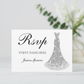 シルバースパークルドレス すべての誕生日 / ウェディング 返信 (スタンド正面)