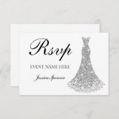 シルバースパークルドレス すべての誕生日 / ウェディング 返信 (正面/裏面)