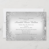 シルバースパークルドレス&ティアラキンセアニェラ招待状 招待状 (裏面)