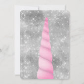 シルバースパークルピンクグレームユニコーン誕生日 招待状 (裏面)