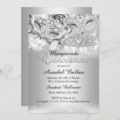 シルバースパークルマスカレードキンセアニェラ招待状 招待状 (正面/裏面)