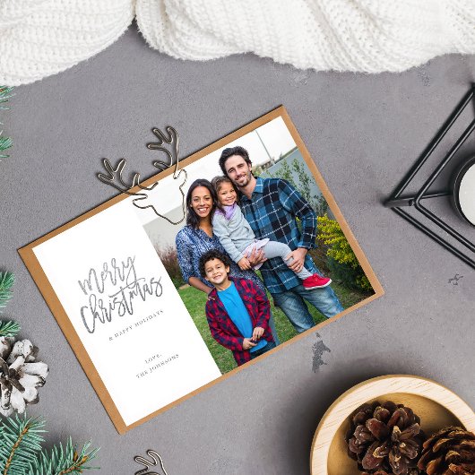 シルバースパークルメリークリスマス付きミニマリスト写真